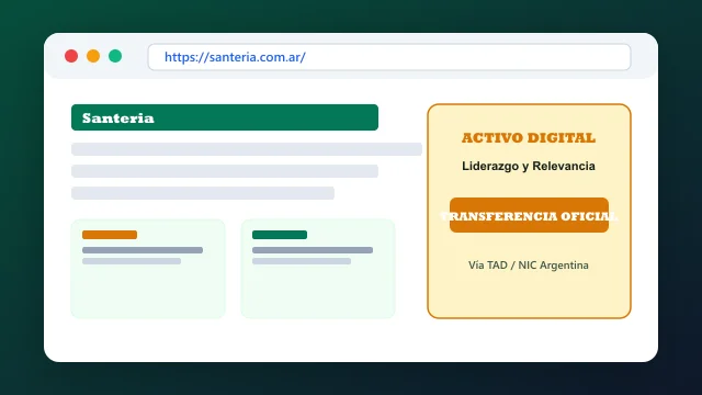 Ecosistema digital, branding y proceso de cesión registral formal de santeria.com.ar