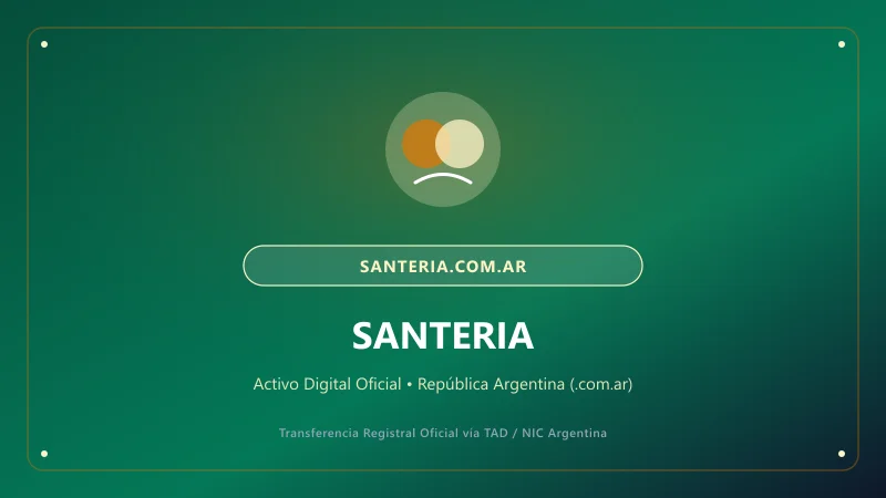 Identidad visual y presentación comercial del nombre de dominio santeria.com.ar en venta